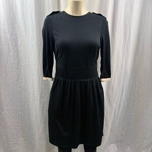 Burberry Brit 3/4 Sleeve Black Dress with Side Slit Pockets US 8